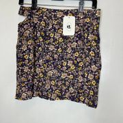 Elodie Womens Floral Skirt Size Large Mini‎ Side Cut Out Side Zip