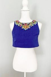 Moulinette Soeurs Anthropologie Jewel Royal Blue Crop Tank Top Size 4P