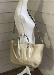 Pour La Victoire Cecile Large Leather Shoulder Bag  Beige/Brown