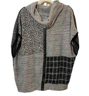 Curio New York Womens Black Gray‎ Patchwork Poncho Style Sweater Size M