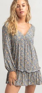 sky & sparrow ditsy open back floral mini ruffle tunic babydoll dress