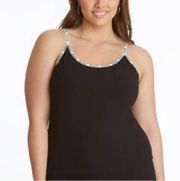 Juicy Couture Rib Camisole Tank Top Black Plus Size 1X