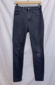 J. Crew H8238 Black Wash Denim High Rise Curvy Toothpick Skinny Jeans size 28