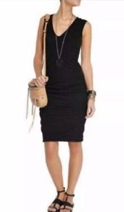 JAMES Perse Standard V Neck Ruched Bodycon Dress