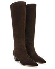 Vince Farida Pointed Toe Boot In Clove Dark Brown Knee High Suede Leather Boots