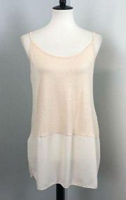 NYMPHE Blush Mixed Media Tunic Tank Large 🌸