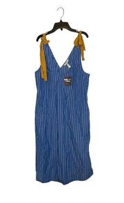 Matilda Jane Womens Dress Size Small 100% Cotton Sleeveless Blue White Striped