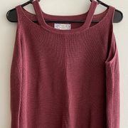 Pink Republic Burgundy Cold Shoulder Lightweight Sweater - Women’s Medium