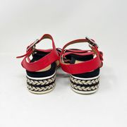 Aquatalia Made In Italy Genuine Leather Strappy Woven Platform Sandals Shoes 7