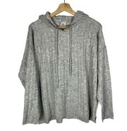 Sweet Romeo Heather Light Grey Ribbed Knit Hooded Sweater M