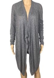 marled grey and silver waterfall, open cardigan sweater. Size Medium. EUC