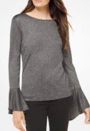 bell wrist long sleeve Gray basic tee