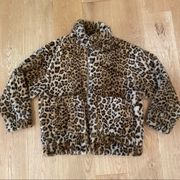 Skylar + Madison Zip Front Faux Fur Leopard Bomber Jacket Size S