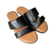 Kenneth Cole Reaction Women's Slide Leather Sandals Black Casual Shoes Size 7.5