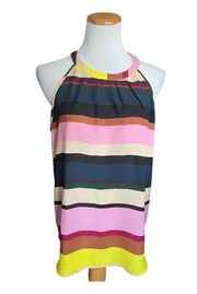 Womens Aritisan New York NY Multi-Colored Halter Neck Sleeveless Top - Sz L