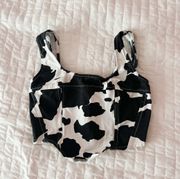 Lone Star Cow Print Square Neck Corset Top Size Small