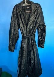 Wilson's Leather Black Trench Coat Size Small