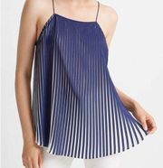 Club Monaco Women's Tank Tops BLUE/BLEU - Blue & White Pleated Camisole size s