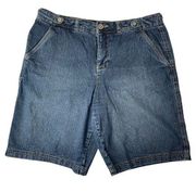 Faded Glory Women's Blue Casual Flat Front Denim Jean Bermuda Shorts Size 8