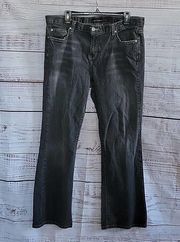 Washed Black Denim Mid-Rise Flare Bootcut Women's Jeans Size 16