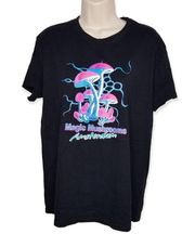 Magic Mushrooms Amsterdam Black Graphic T-Shirt Size M