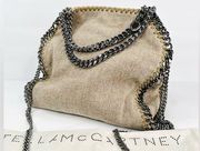 Stella McCartney Falabella Linen Chain Shoulder Strap Vegan Tote Bag 371223