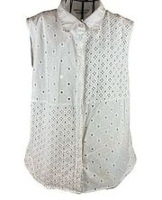 Christopher and Banks White Eyelet Sleeveless Top Women’s Size Extra Large