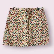 J. CREW Button Front Floral Denim Mini Skirt Size 6