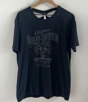 Bravado Harley Davidson Hawaii Black Graphic Tee T-Shirt Neck Cutout Large