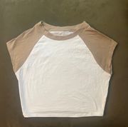 Pacsun Tan/White Baby Tee