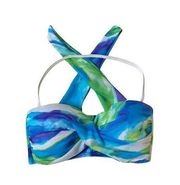 Lauren Ralph Lauren blue green watercolor bandeau bikini top