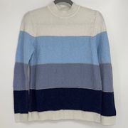 ELLE MULTI COLOR BLUE/GRAY STRIPED SWEATER SMALL