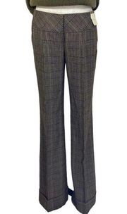 Nordstrom Halogen brown plaid wide leg cuffed trousers, NEW ladies size 6