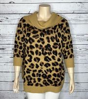 Love Scarlett Size 1X Animal Print Cowl Neckline Tunic Sweater Top