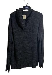 Women’s Matty M Envelop Pullover Cowl Turtleneck Sweater Charcoal Gray Size XL