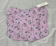 floral corset tube top  Size small Condition: NWT  Color: pink bloom Details : - Self tie back  - Corset