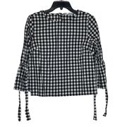 Jack By BB Dakota Blouse Top Size Small Black White Gingham Check Flared Sleeves