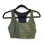 TEREZ Sports Bra Women's Size M Racerback High Shine Wireless Olive Green