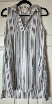 Cloth and Stone Anthropologie Linen-blend Stripes Sleeveless Tunic Dress‎ Small