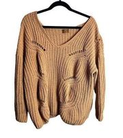 POL Neutral Chunky Knit Oversized Sweater Woven Size Small Flaw Noted