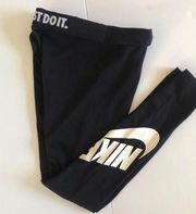 Nike  Logo Leggings Black Size XS Black with White logos