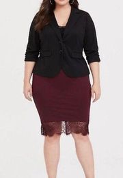 Torrid Burgundy Lace Trim Skirt