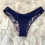 Maaji Blue Depth Reversible Cheeky Hi Cut Floral Bikini Bottoms Swim women S new