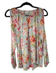 J. Jill Floral Cold Shoulder Cottagecore Rayon Blouse