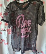 2NE1 I LOVE YOU Mesh T-Shirt One Size Black Pink & New Evolution Logo Zip Pouch