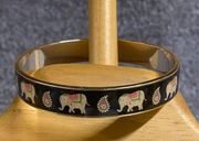 Vera Bradley Black Pink Paisley Elephant Bangle Vintage Bracelet