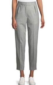 Theory New Pure Flannel City Pants High Rise Pleated Crop Trouser Dark Gray 8