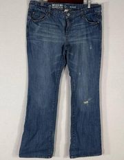 Mossimo Supply Co. Blue Distressed Bootcut Jeans Juniors Size 17R