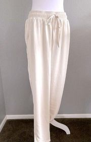 Melloday Pull on Drawstring Pant off white Lightweight Summer jogger work vaca L