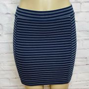 Madewell Textured Blue and Gray Stripe Stretch Pull On Pencil skirt Size XS